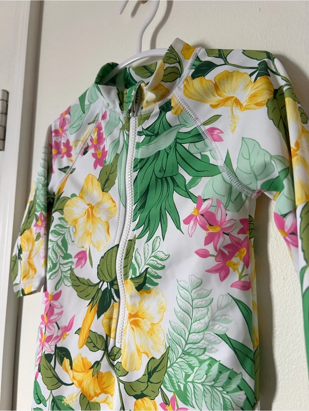 Janie and Jack Baby 6-12M Tropical Floral One Piece Rash Guard Swimsuit